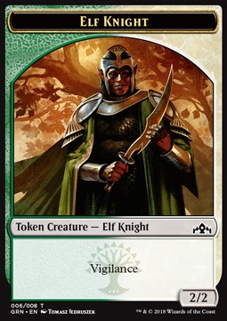 Elf Knight Token (Green and White 2/2)⁣ - Guilds of Ravnica⁣ (Token)⁣ [T06]