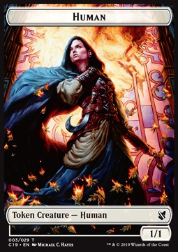 Human Token (W 1/1) // Pegasus Token (W 1/1)⁣ - Commander 2019⁣ (Token)⁣ [T 3/4]