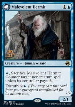 Malevolent Hermit // Benevolent Geist⁣ - Innistrad: Midnight Hunt: Promos⁣ (Rare)⁣ [61]