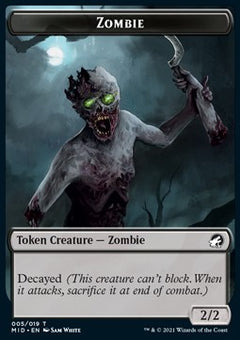 Zombie Token (Black 2/2 Decayed)⁣ - Innistrad: Midnight Hunt: Extras⁣ (Token)⁣ [T05]