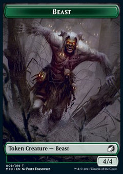 Beast Token (Green 4/4)⁣ - Innistrad: Midnight Hunt: Extras⁣ (Token)⁣ [T08]