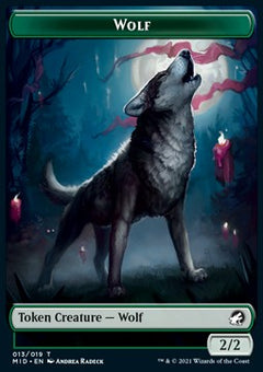 Wolf Token (Green 2/2)⁣ - Innistrad: Midnight Hunt: Extras⁣ (Token)⁣ [T13]