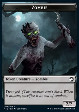 Zombie Token (B 2/2 Decayed) // Clue Token⁣ - Innistrad: Midnight Hunt: Extras⁣ (Token)⁣ [T 5/16]