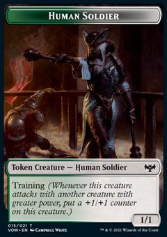 Human Soldier Token (GW 1/1) // Blood Token⁣ - Innistrad: Crimson Vow: Extras⁣ (Token)⁣ [T 15/17]