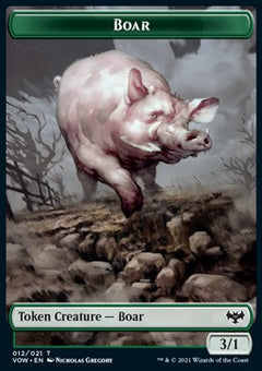 Boar Token (G 3/1) // Human Token (W 1/1)⁣ - Innistrad: Crimson Vow: Extras⁣ (Token)⁣ [T 12/1]