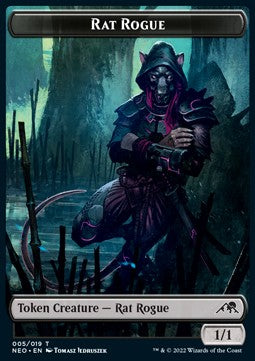 Rat Rogue Token (B 1/1) // Samurai Token (W 2/2)⁣ - Kamigawa: Neon Dynasty: Extras⁣ (Token)⁣ [T 5/3]