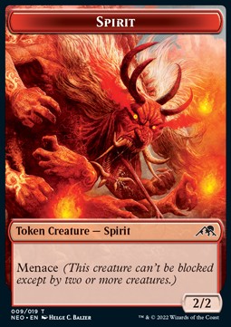 Spirit Token (R 2/2) // Samurai Token (W 2/2)⁣ - Kamigawa: Neon Dynasty: Extras⁣ (Token)⁣ [T 9/3]