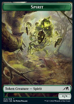 Spirit Token (G */*) // Samurai Token (W 2/2)⁣ - Kamigawa: Neon Dynasty: Extras⁣ (Token)⁣ [T 12/3]