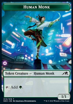 Human Monk Token (G 1/1) // Spirit Token (C 1/1)⁣ - Kamigawa: Neon Dynasty: Extras⁣ (Token)⁣ [T 10/2]