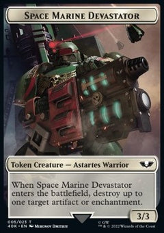 Space Marine Devastator Token (W 3/3) // Soldier Token (W 1/1)⁣ - Universes Beyond: Warhammer 40,000⁣ (Token)⁣ [T 5/2]
