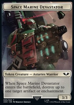 Space Marine Devastator Token (W 3/3) // Soldier Token (W 1/1)⁣ - Universes Beyond: Warhammer 40,000⁣ (Token)⁣ [T 5/2]