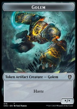 Golem Token (A */* Haste) // The Monarch⁣ - Commander: Phyrexia: All Will Be One: Extras⁣ (Token)⁣ [T 18/22]