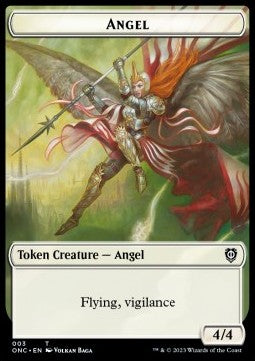Angel Token (W 4/4 Vigilance) // Soldier Token (W 2/2 Vigilance)⁣ - Commander: Phyrexia: All Will Be One: Extras⁣ (Token)⁣ [T 3/8]