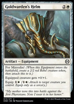 Goldwarden's Helm⁣ - Phyrexia: All Will Be One⁣ (Common)⁣ [13]