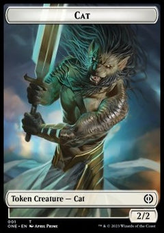 Cat Token (W 2/2) // Phyrexian Mite Token (A 1/1) (V.2)⁣ - Phyrexia: All Will Be One: Extras⁣ (Token)⁣ [T 1/12]