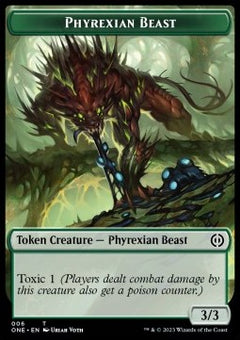 Phyrexian Beast Token (G 3/3) // Rebel Token (R 2/2)⁣ - Phyrexia: All Will Be One: Extras⁣ (Token)⁣ [T 6/5]