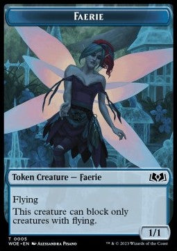 Faerie Token (U 1/1 Blocks flying) // Food Token (V.3)⁣ - Wilds of Eldraine: Extras⁣ (Token)⁣ [T 5/12]