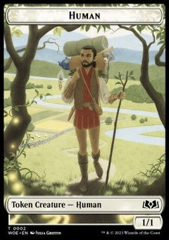 Human Token (W 1/1) // Food Token (V.1)⁣ - Wilds of Eldraine: Extras⁣ (Token)⁣ [T 2/10]