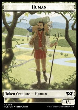 Human Token (W 1/1) // Food Token (V.3)⁣ - Wilds of Eldraine: Extras⁣ (Token)⁣ [T 2/12]