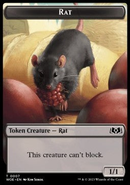 Rat Token (B 1/1 Can't Block) // Food Token (V.3)⁣ - Wilds of Eldraine: Extras⁣ (Token)⁣ [T 7/12]