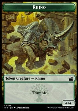 Rhino Token (G 4/4) // Elf Knight Token (GW 2/2)⁣ - Ravnica Remastered: Tokens⁣ (Token)⁣ [T 11/15]