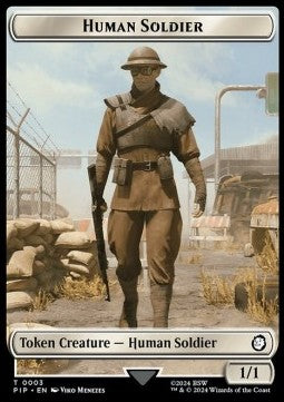 Human Soldier Token (W 1/1) // Settlement Token⁣ - Universes Beyond: Fallout: Tokens⁣ (Token)⁣ [T 3/8]