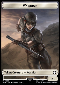 Warrior Token (W 1/1) // Food Token (V.1)⁣ - Universes Beyond: Fallout: Tokens⁣ (Token)⁣ [T 5/12]