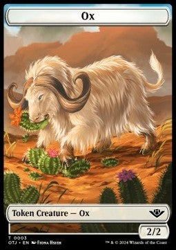 Ox Token (W 2/2) // Mercenary Token (R 1/1)⁣ - Outlaws of Thunder Junction: Tokens⁣ (Token)⁣ [T 3/10]