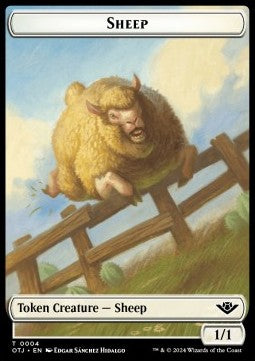 Sheep Token (W 1/1) // Mercenary Token (R 1/1)⁣ - Outlaws of Thunder Junction: Tokens⁣ (Token)⁣ [T 4/10]