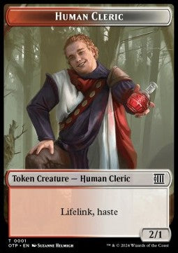 Human Cleric Token (RW 2/1) // Mercenary Token (R 1/1)⁣ - Outlaws of Thunder Junction: Tokens⁣ (Token)⁣ [T 1/10]