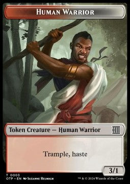 Human Warrior Token (RW 3/1) // Mercenary Token (R 1/1)⁣ - Outlaws of Thunder Junction: Tokens⁣ (Token)⁣ [T 3/10]