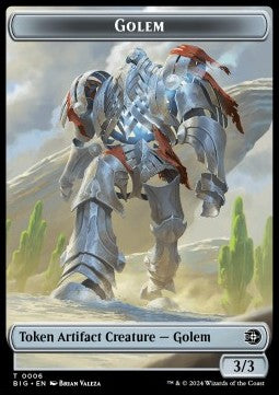 Golem Token (A 3/3) // Mercenary Token (R 1/1)⁣ - Outlaws of Thunder Junction: Tokens⁣ (Token)⁣ [T 6/10]