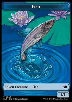 Fish Token (U 1/1) // Tender Wildguide Token (G 1/1)⁣ - Bloomburrow: Tokens⁣ (Token)⁣ [T 7/24]