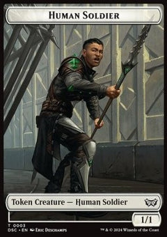 Human Soldier Token (W 1/1) // Scarecrow Token (A 4/4)⁣ - Duskmourn: House of Horror: Tokens⁣ (Token)⁣ [CT 3/23]