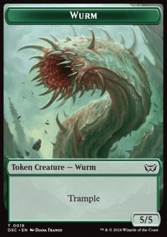 Wurm Token (G 5/5 Trample) // Manifest Token (C 2/2)⁣ - Duskmourn: House of Horror: Tokens⁣ (Token)⁣ [CT 19/18]