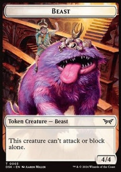 Beast Token (W 4/4) // Manifest Token (C 2/2)⁣ - Duskmourn: House of Horror: Tokens⁣ (Token)⁣ [T 3/18]