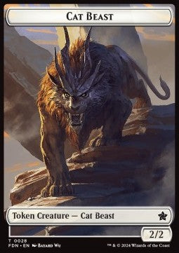 Cat Beast Token (W 2/2) // Dragon Token (R 5/5)⁣ - Magic: The Gathering Foundations: Tokens⁣ (Token)⁣ [T 28/17]