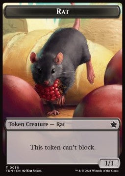 Rat Token (B 1/1 Can't Block) // Elf Warrior Token (G 1/1)⁣ - Magic: The Gathering Foundations: Tokens⁣ (Token)⁣ [T 30/19]