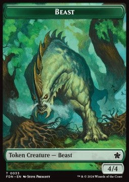 Beast Token (G 4/4) // Dog Token (W 1/1)⁣ - Magic: The Gathering Foundations: Tokens⁣ (Token)⁣ [T 33/29]