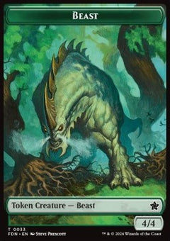 Beast Token (G 4/4) // Dog Token (W 1/1)⁣ - Magic: The Gathering Foundations: Tokens⁣ (Token)⁣ [T 33/29]