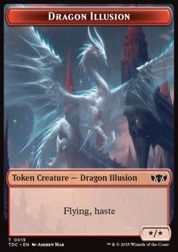 Dragon Illusion Token (R */*) // Monk Token (W 1/1 Prowess)⁣ - Tarkir: Dragonstorm: Tokens⁣ (Token)⁣ [CT 15/3]