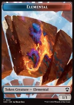 Elemental Token (UR 1/1) // Phyrexian Myr Token (UA 2/1) - Secrets of Strixhaven: Tokens (Token) [TSOS-CT 21/8]