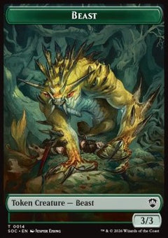 Beast Token (G 3/3) // Primo, the Indivisible Token (GU 0/0) - Secrets of Strixhaven: Tokens (Token) [TSOS-CT 14/24]